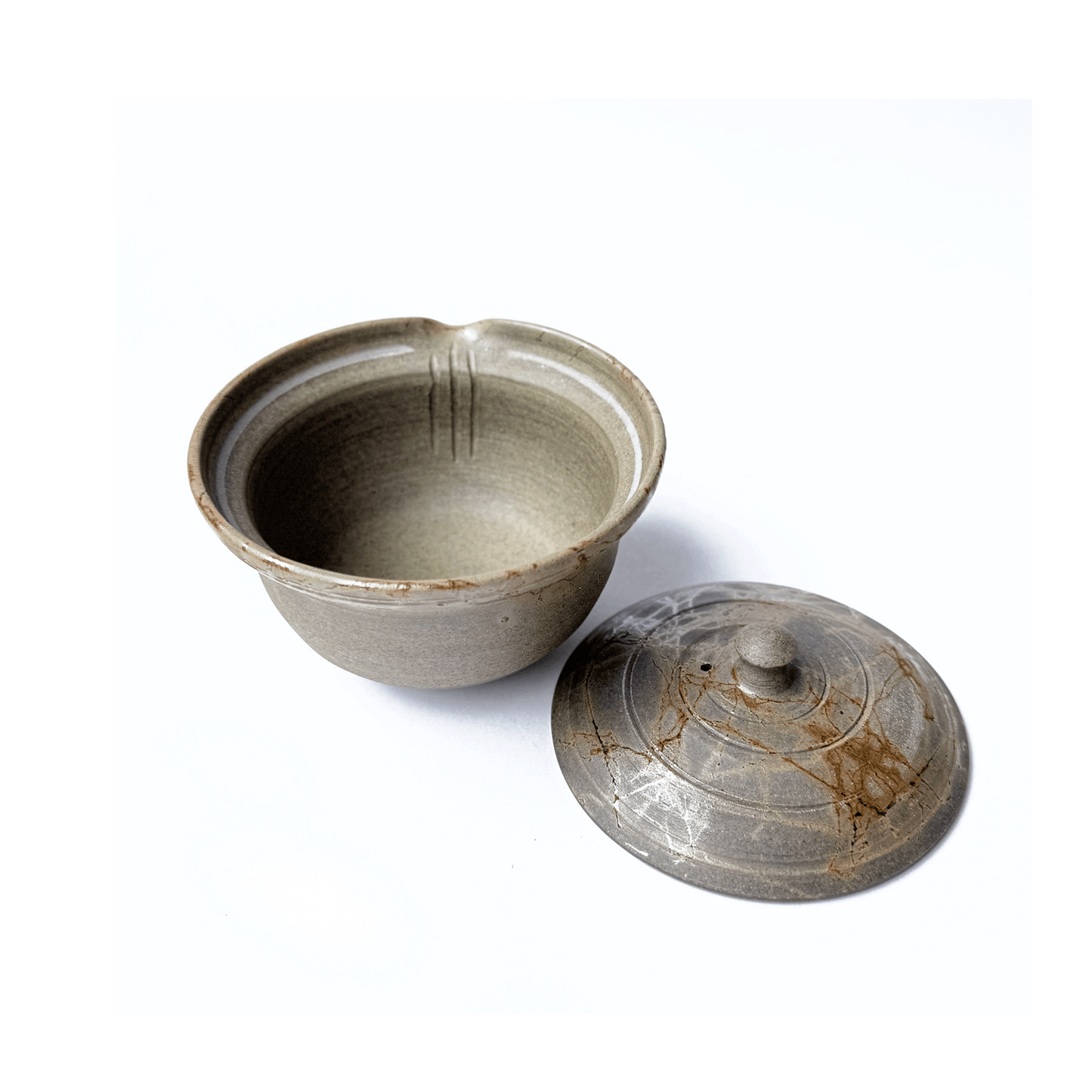 Akikusa Shiboridashi teapot with its lid on the side