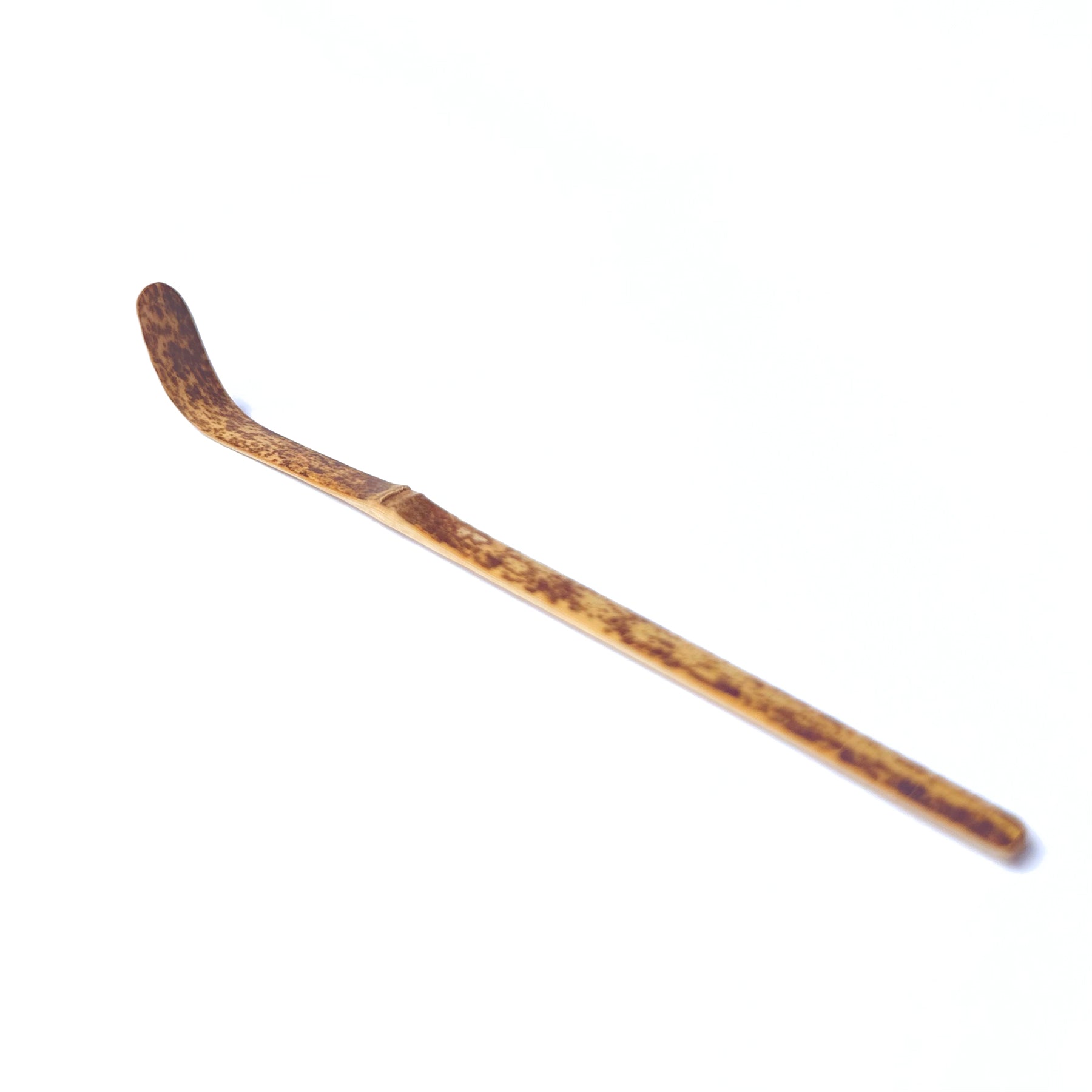 Black bamboo CHASHAKU tea scoop for measuring matcha powder - front view