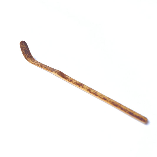 Black bamboo CHASHAKU tea scoop for measuring matcha powder - front view