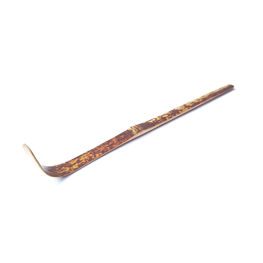 Black bamboo CHASHAKU tea scoop for measuring matcha powder - back view