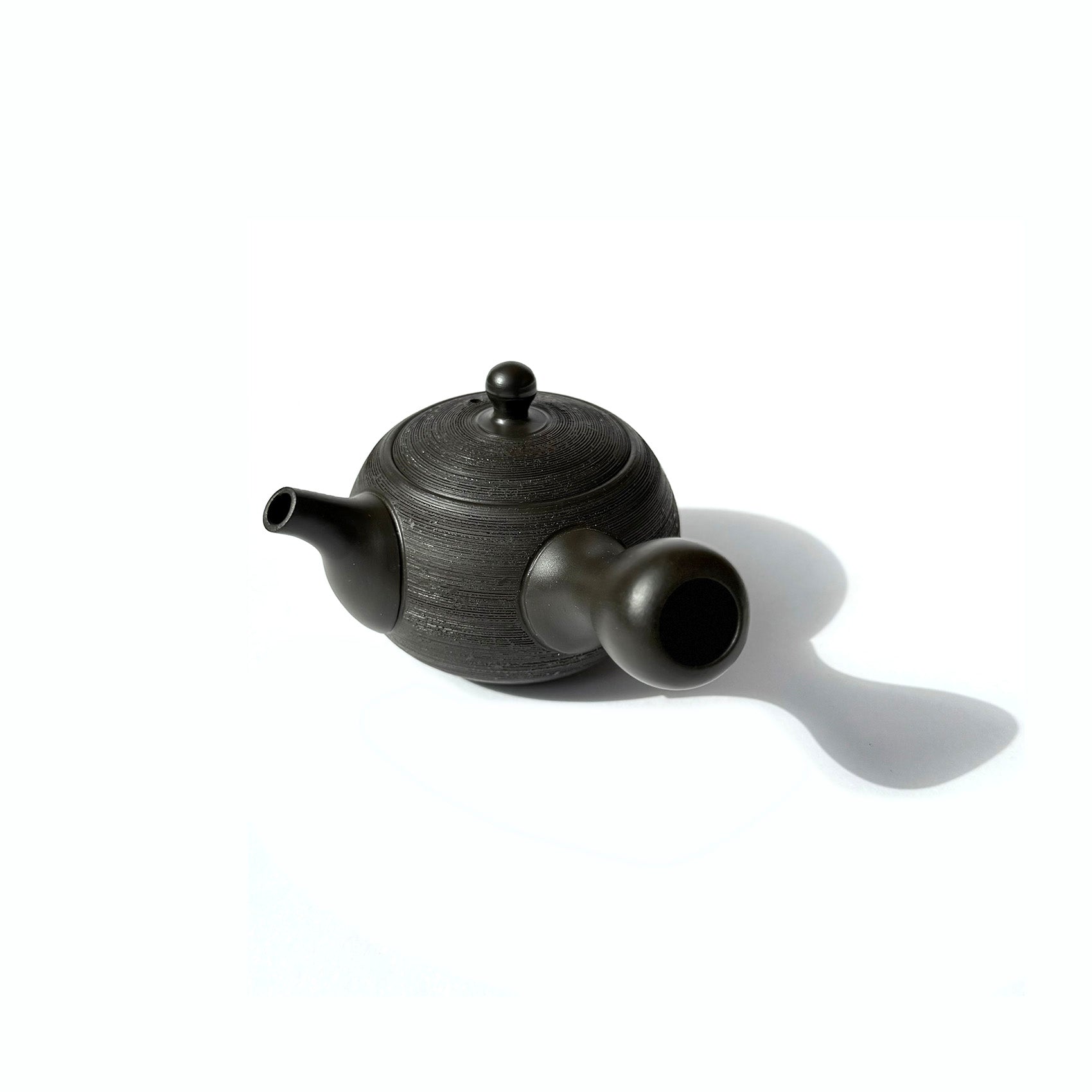HOKURYU Teapot -  front view showing the spout and handle design