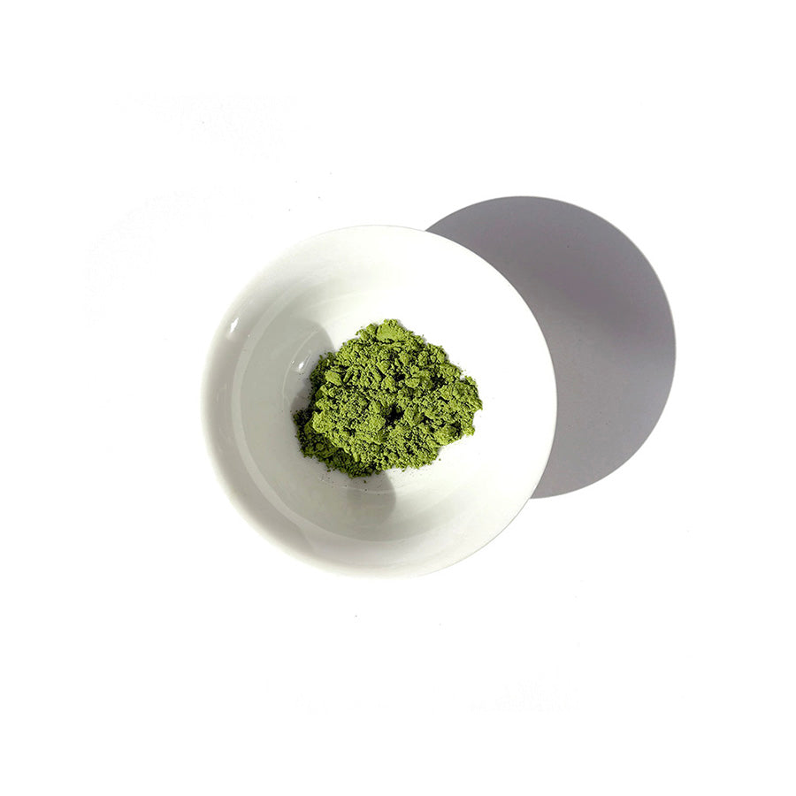 MATSU Matcha - close-up of fine and bright  high-quality ceremonial grade green powder showing