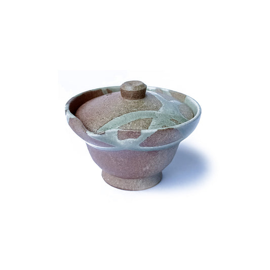 Ceramic Shiboridashi with a lid on a white background
