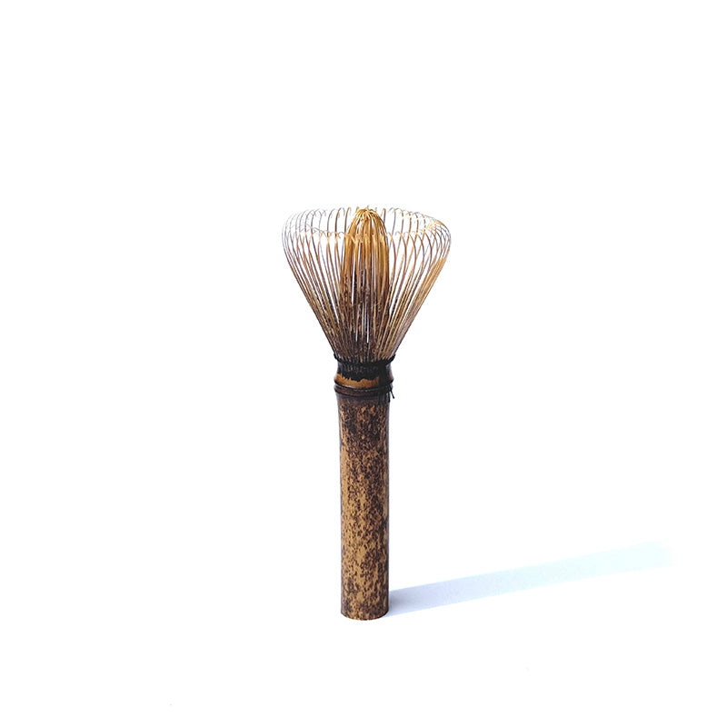 TAKEFUE Takayama Matcha Whisk - Front view showing the long handle & smaller crown