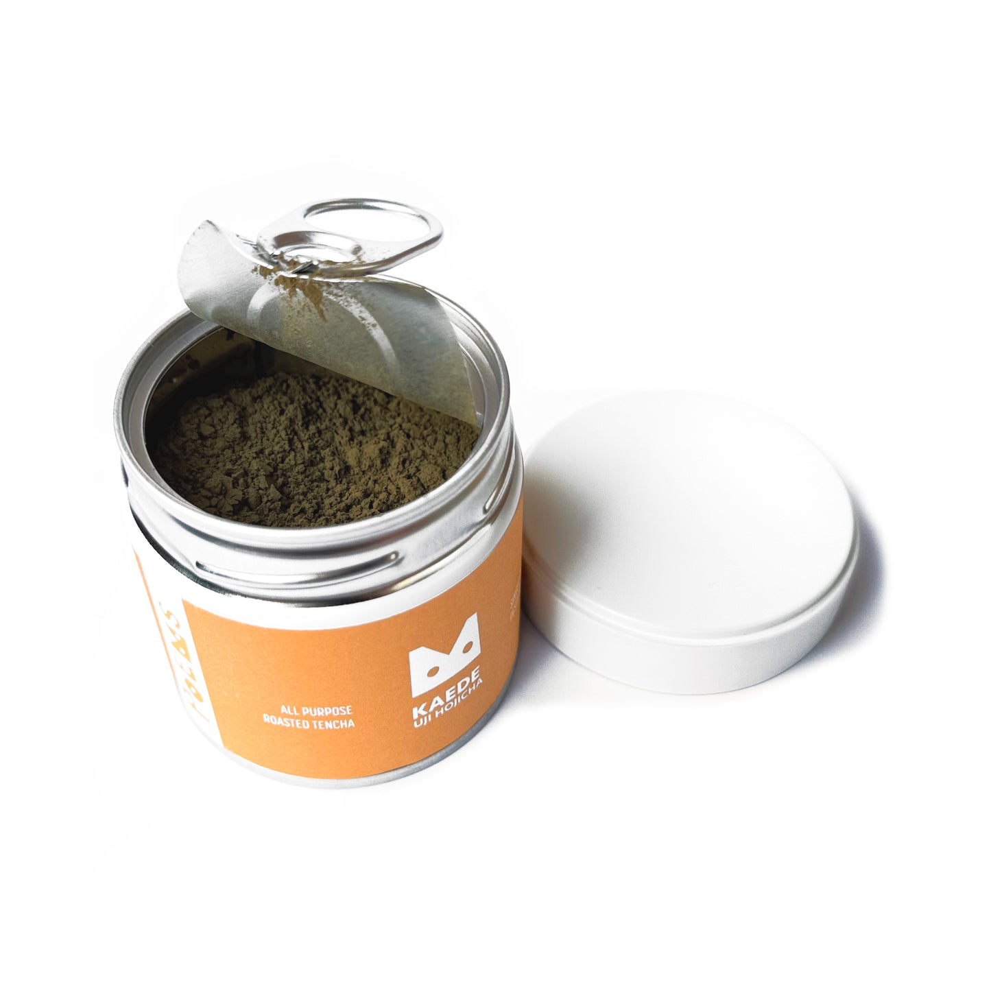 KAEDE Hojicha powder in an opened can 