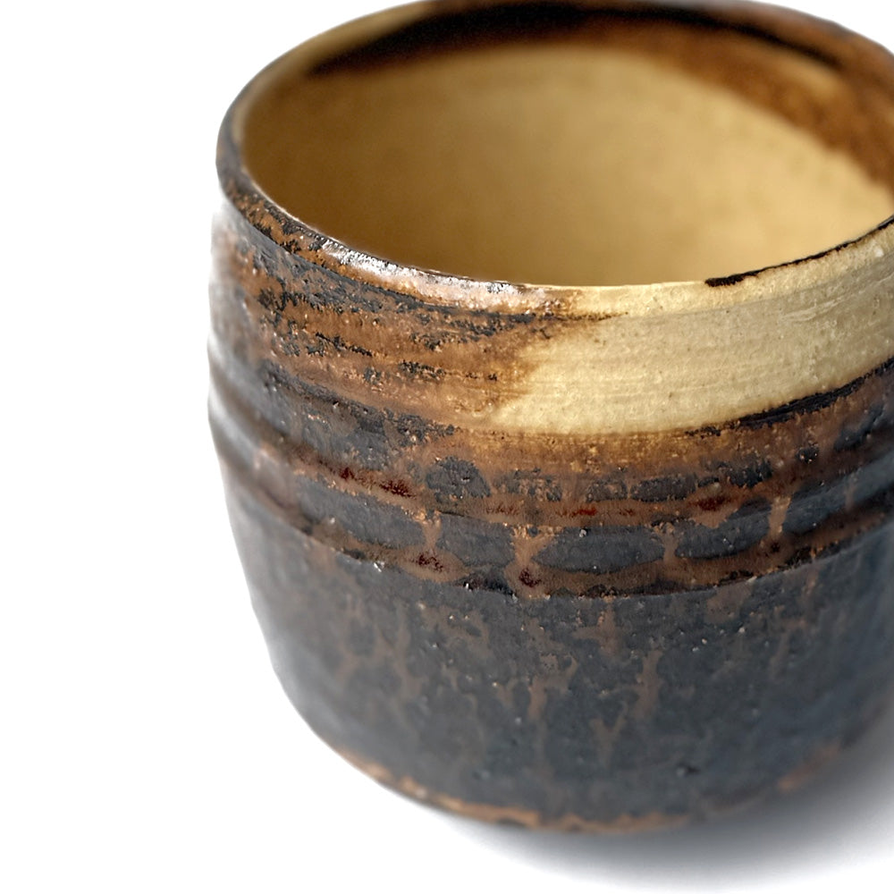 Details of ceramic matcha bowl  with a textured surface