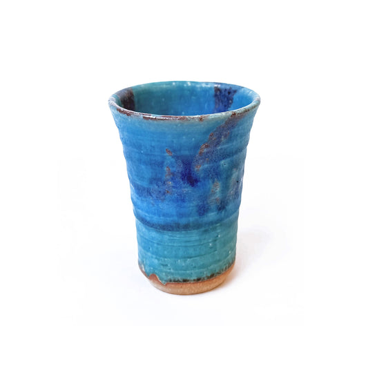 Sharp Blue MIZUIRO ceramic cup on a white background