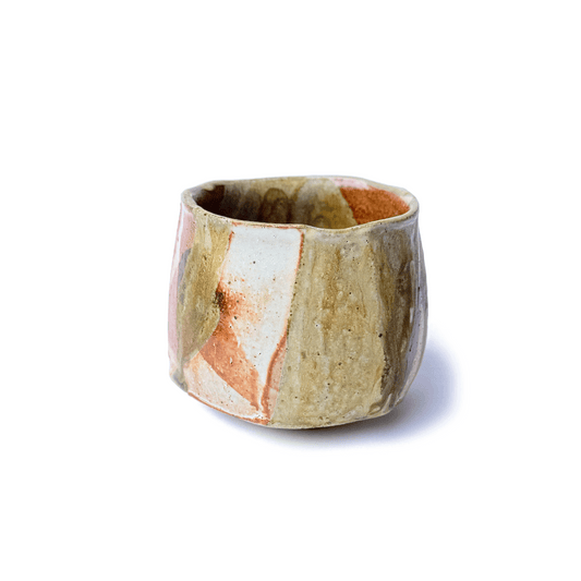 SHINO matcha bowl with multi colour glaze