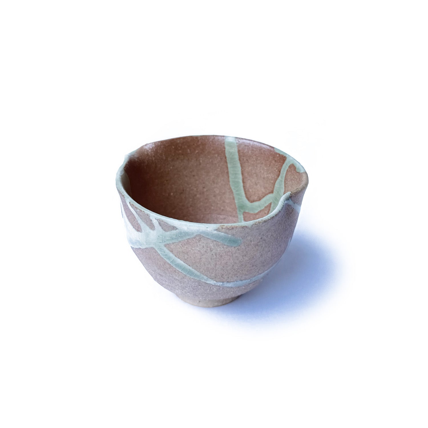 Ceramic water cooler with brown and green abstract design