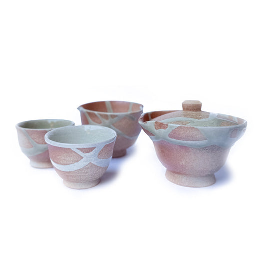 SOHI Shigaraki-ware Handmade Shiboridashi Set