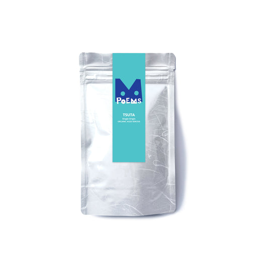 White packaging with TSUTA label featuring the 'PoEMS' logo on a white background
