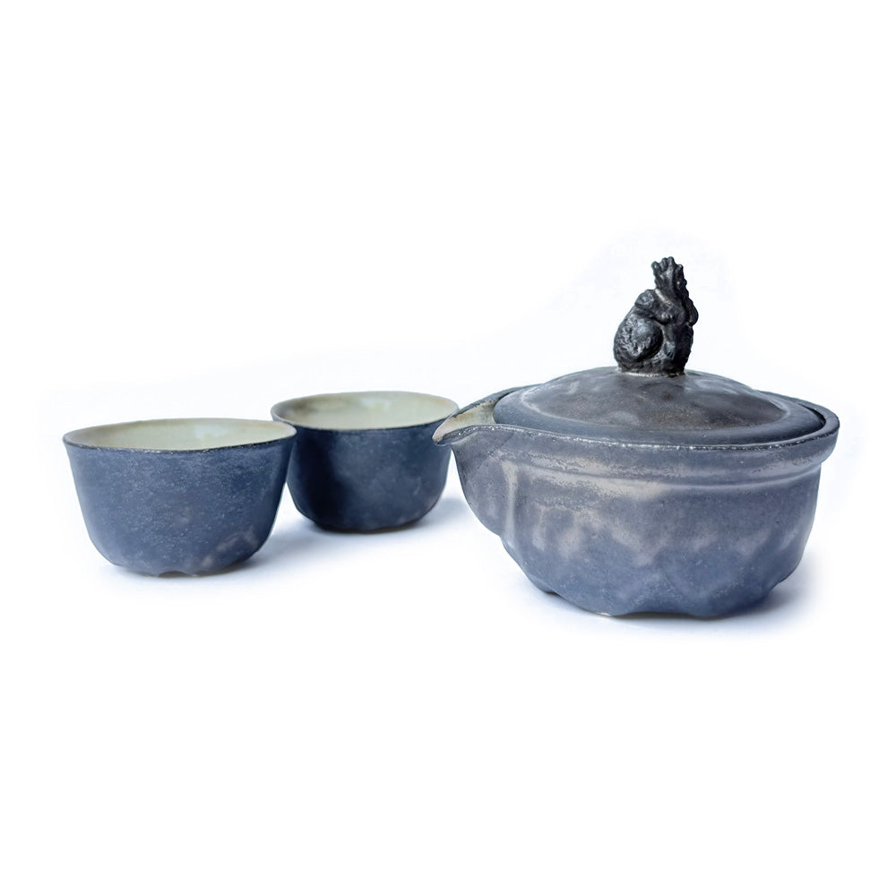 Shigaraki-yaki Handmade Shiboridashi Set by Shinkaizan Kiln | YAMABATO