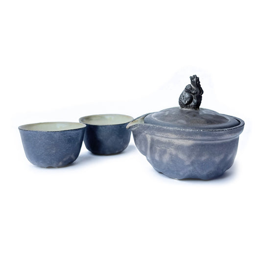Shigaraki-yaki Handmade Shiboridashi Set by Shinkaizan Kiln | YAMABATO
