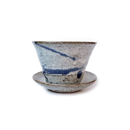 YAMABATO - Handmade Shigaraki-yaki Teacup & Saucer Set