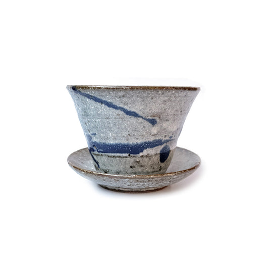 YAMABATO - Handmade Shigaraki-yaki Teacup & Saucer Set
